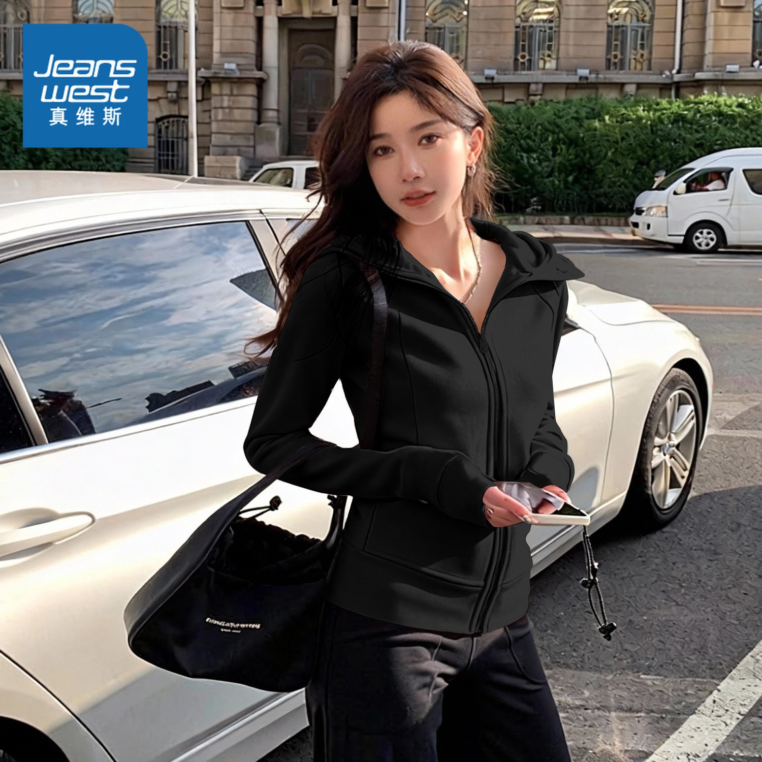 KMV真维斯修身卫衣外套女2026新款正肩收腰短款上衣紧身连帽内搭,女装/女士精品,卫衣/绒衫,淘宝优惠券,粉丝福利购,淘宝优惠卷