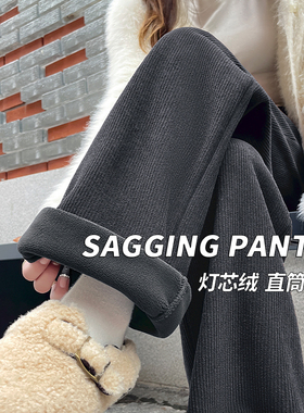 KV真维斯灰色直筒裤女2025新款冬季爆款加绒保暖休闲百搭时尚卫裤