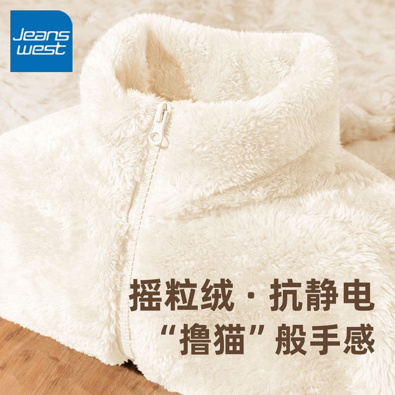 真维斯女舒棉绒立领开衫冬季新款