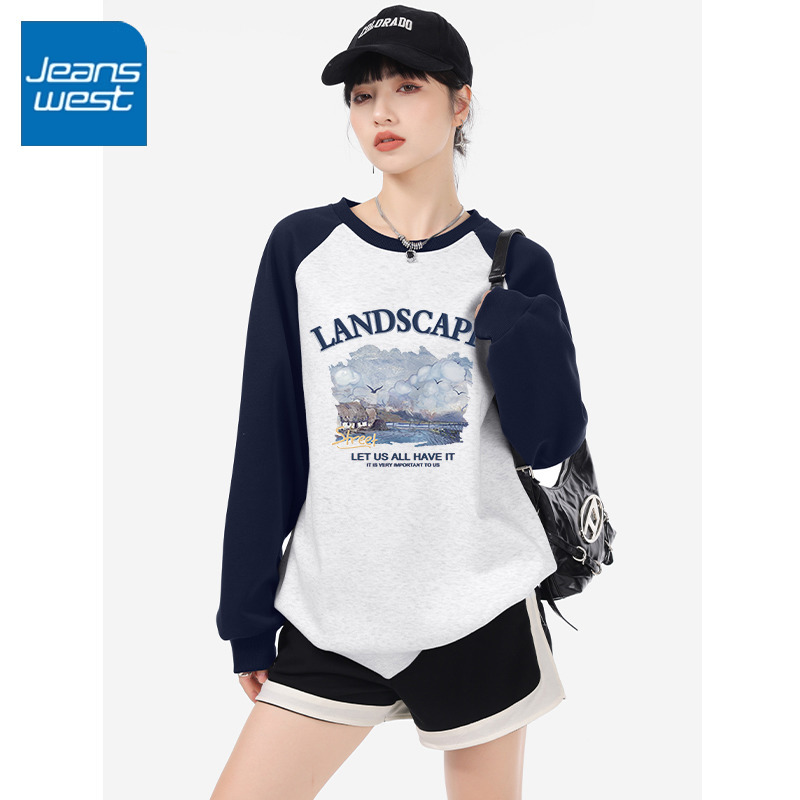 真维斯圆领休闲卫衣2024秋新款