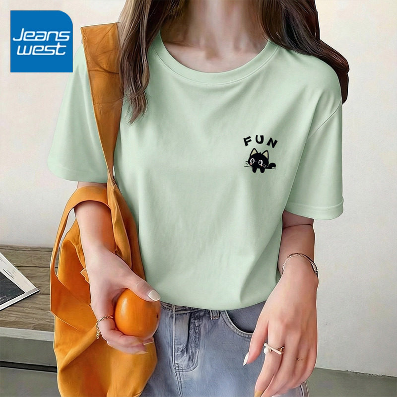 KV真维斯短袖t恤女2026新款春秋季纯棉打底衫内搭宽松圆领上衣女,女装/女士精品,T恤,淘宝优惠券,粉丝福利购,淘宝优惠卷