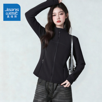 真维斯黑色加绒外套女2025新款冬