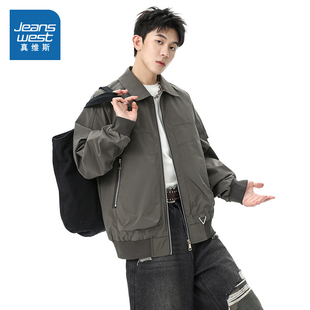 WX真维斯男款2025冬季合身潮流舒适时尚有型通勤百搭休闲翻领外套