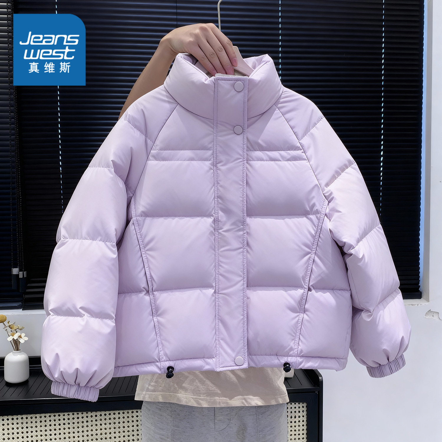 NOB真维斯白鸭绒立领羽绒服女款