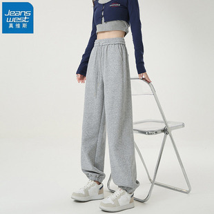 卫裤 小个子加厚休闲运动裤 子女秋冬2025新款 KHV真维斯灰色加绒裤