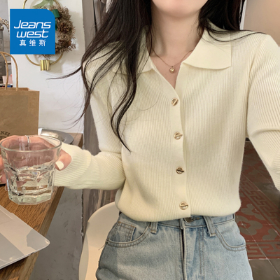 真维斯POLO领针织衫女秋季新款