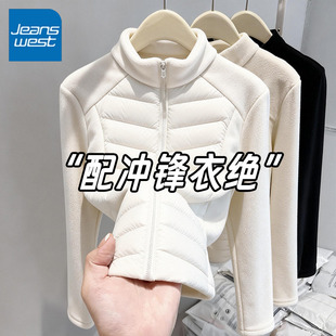 KYV真维斯摇粒绒内胆女2026新款冲锋衣内搭加绒加厚夹棉棉服外套