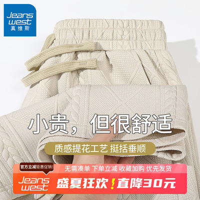 GV真维斯美式休闲提花短裤男夏季宽松透气运动裤男款潮牌五分裤B