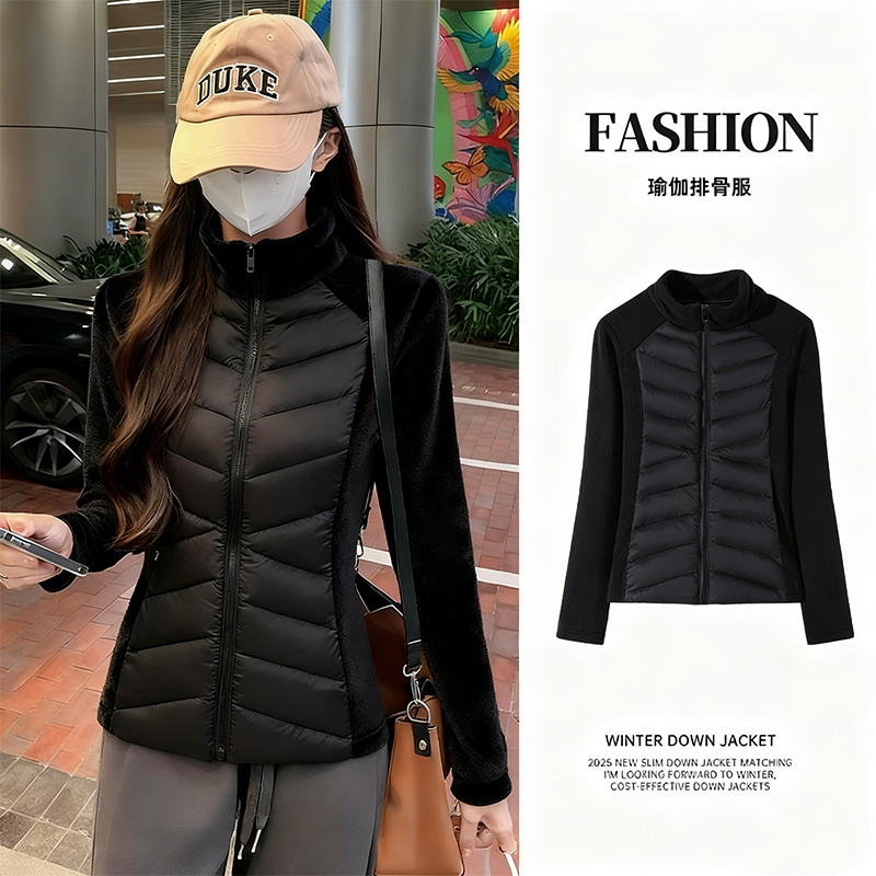 真维斯黑色棉衣棉服女款2025新款