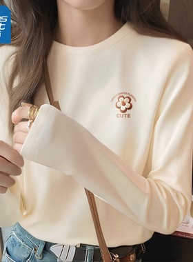 LB真维斯t恤女2025新款秋季纯棉打底衫小个子女士高级感长袖上衣