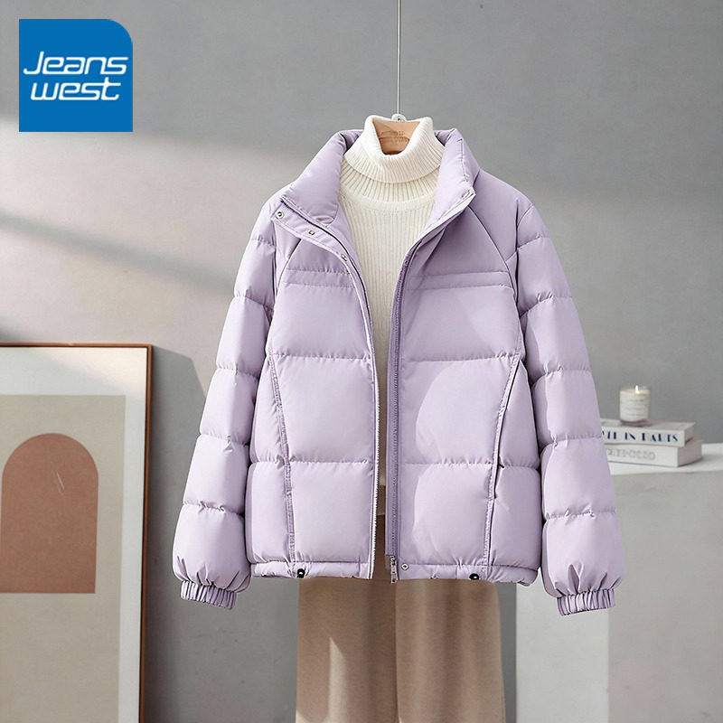 KV真维斯紫色短款羽绒服女2025新款秋冬爆款立领百搭休闲外套上