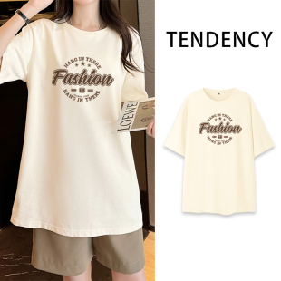 遮屁股夏季 KWV真维斯纯棉中长款 大版 t恤女2025新款 宽松内搭女 短袖