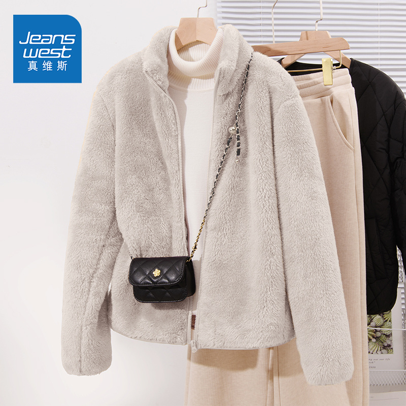 真维斯摇粒绒外套女2025新款秋冬