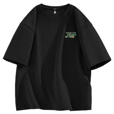 GV真维斯重磅t恤男夏季纯棉短袖2024新款男士宽松休闲黑色半袖B