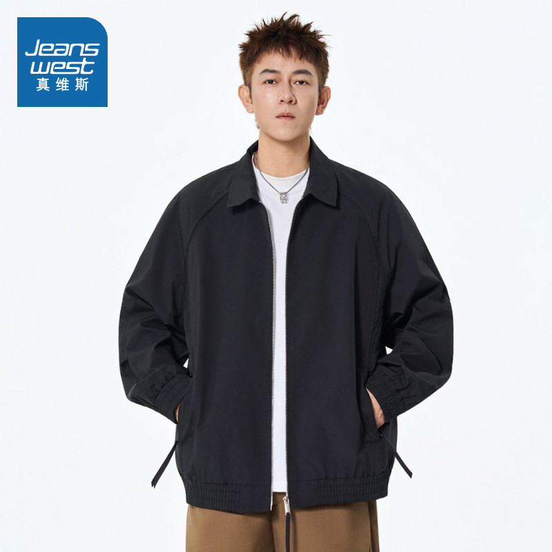 LE真维斯男装轻商务翻领夹克 2025秋季新品男士港风通勤宽松外