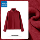 NOA真维斯半高领卫衣女 2026马年本命年红色加绒加厚保暖外套上衣