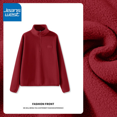 纯色简约套头单件半高领长袖通勤