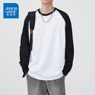 NK真维斯青少年长袖t恤男潮流初中高中学生纯棉体恤大童秋装上衣