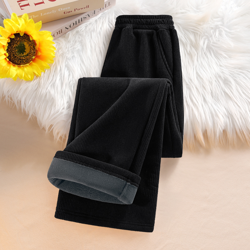 真维斯黑色加绒裤子女2025新款