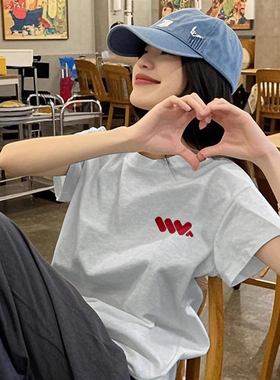 KV真维斯灰色短袖t恤女2025新款夏季百搭透气薄款休闲宽松上衣女