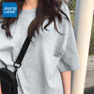 休闲宽松纯棉半袖 时尚 体恤上衣潮 女t恤2025新款 KYV真维斯灰色短袖