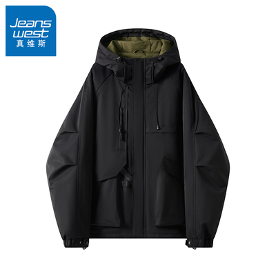 N5真维斯棉服男款2025新款冬季男装加厚保暖连帽棉衣冬装夹克外套