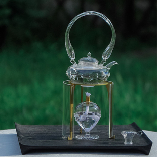 十卿朝露酒精灯套组家用简约创意铜架小茶炉户外防风烧水煮茶壶