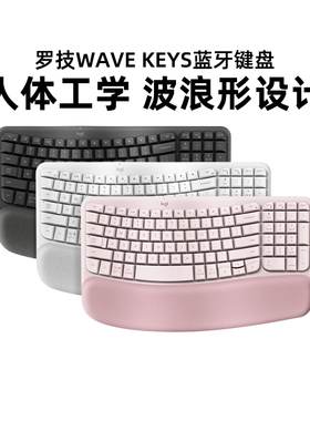 国行正品罗技人体工学系列WAVE KEYS蓝牙无线键盘带掌托商务办公