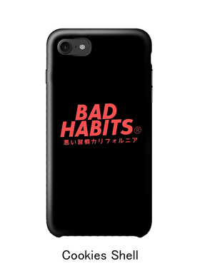 Cookies Shell bad habits黑色手机壳磨砂硬壳iphoneX7plus半全包