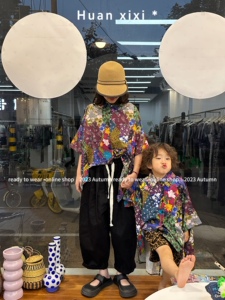 五折款no退no换 碎花高工艺拼接亲子衬衫上衣99