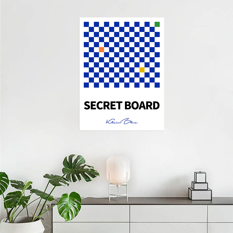 北欧 ins 风棋盘格装饰画正方形格子 贴画极简房间卧室自粘海报画