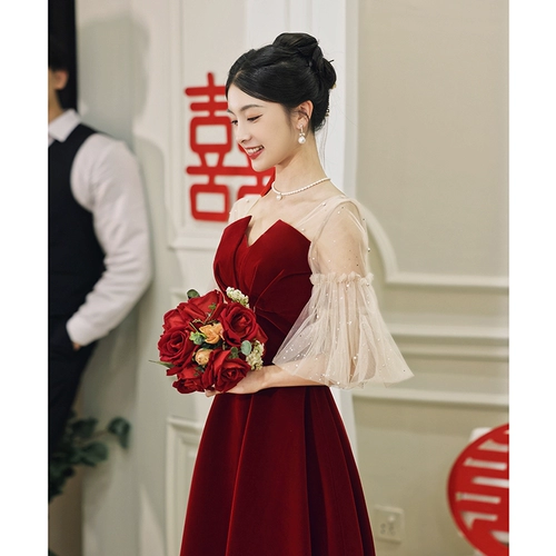 Летнее бордовое вечернее платье, элегантное свадебное платье, изысканный стиль, подходит для подростков