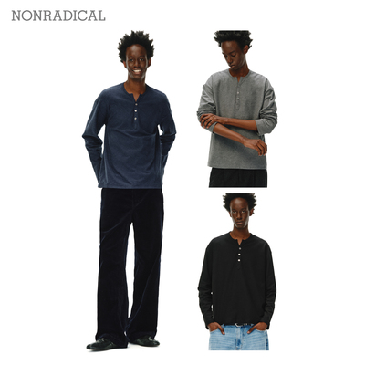 「高定麻感肌理」亨利V领长袖T恤 NONRADICAL