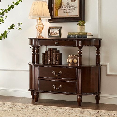 纯实木入户走廊花园半圆玄关桌