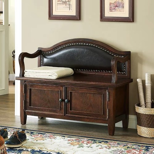 原木收纳凳多功能靠背换鞋凳