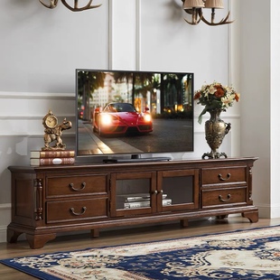 美式实木电视柜复古高档酒柜简约电视机柜客厅电视柜酒柜茶几组合