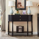 简约玄关台门厅柜靠墙桌 复古玄关桌美式 法式 全实木半圆玄关柜欧式