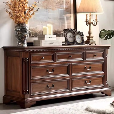 美式实木斗柜卧室储物收纳柜客厅靠墙柜子复古抽屉柜多六斗九斗橱