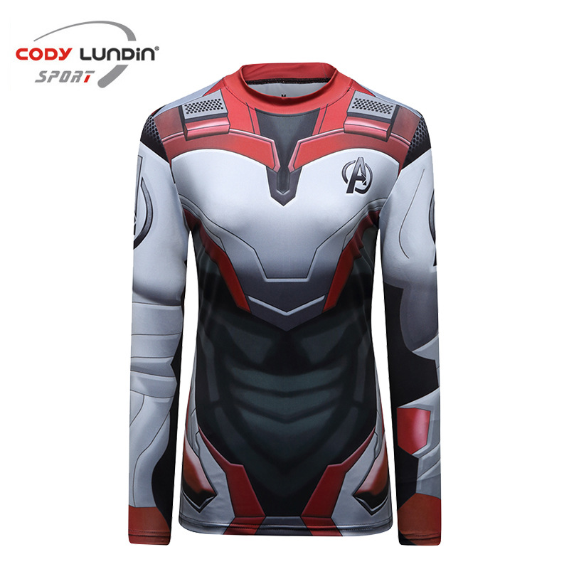 漫威复仇者女士nogi长袖mma巴西柔术紧身衣防磨服健身rash guard