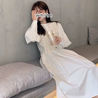 Váy 2019 phổ biến của phụ nữ mùa thu mới phiên bản Hàn Quốc của chiếc váy dài tay màu trắng rất cổ tích - Váy eo cao váy maxi eo thun	