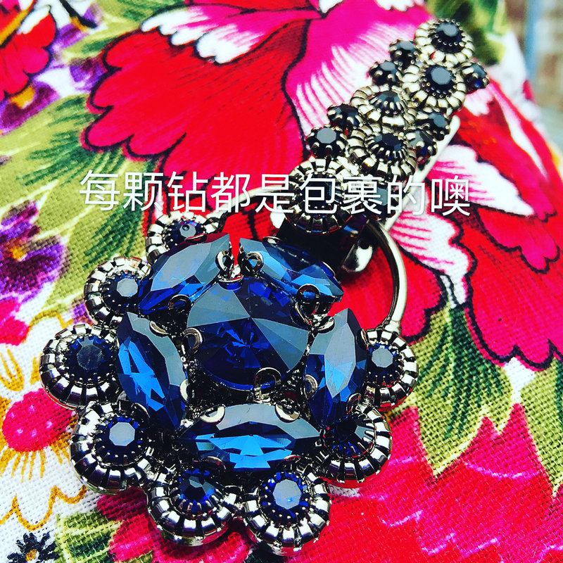 高档水貂裘皮水钻纽扣鸭嘴扣带钻对扣女装羊绒大衣领扣子皮草搭扣