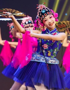 六一儿童演出服传统戏曲中国风俏花旦女童粉墨登场戏服舞蹈服民族