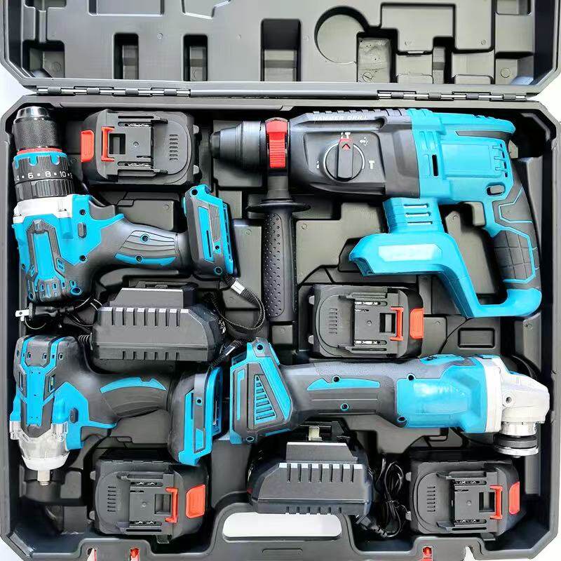 牧田款多功能锂电工具套装电锤角磨机手电钻电动扳手组合工具套装