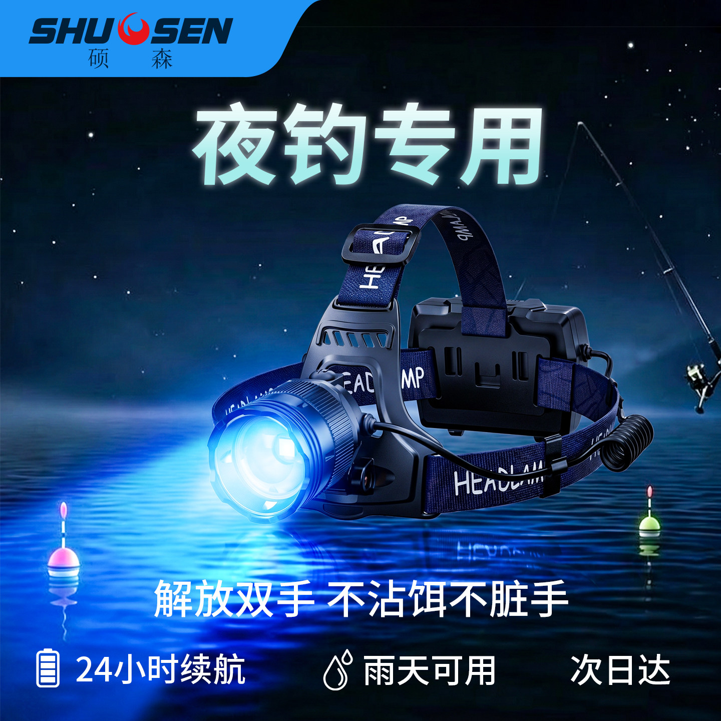 新升级夜钓旗舰激光炮头戴式头灯