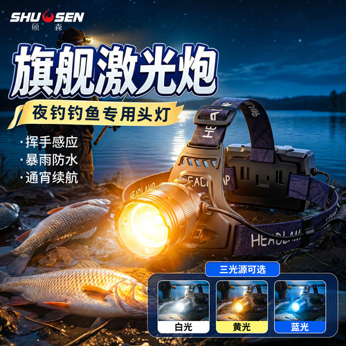 硕森头戴超亮充电头灯户外照明灯
