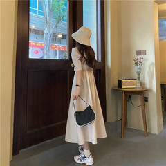 Real shot real price Korean generation back hollow temperament solid long dress