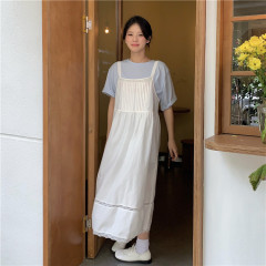 Real price chic Hanfeng solid color strap dress