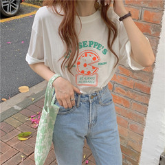 實拍實價chic韓風簡約特色字母圖案印花tee