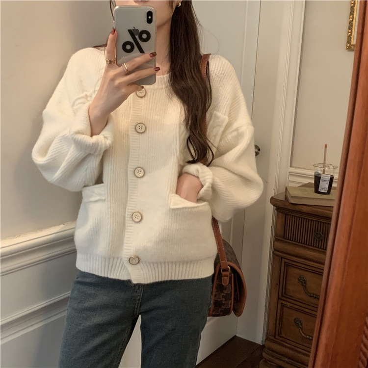 Real shot real price chic Hanfeng extra warm small fragrant pocket cardigan sweater 3