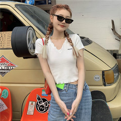 實拍實價韓系可鹽可甜繡花字母短袖T